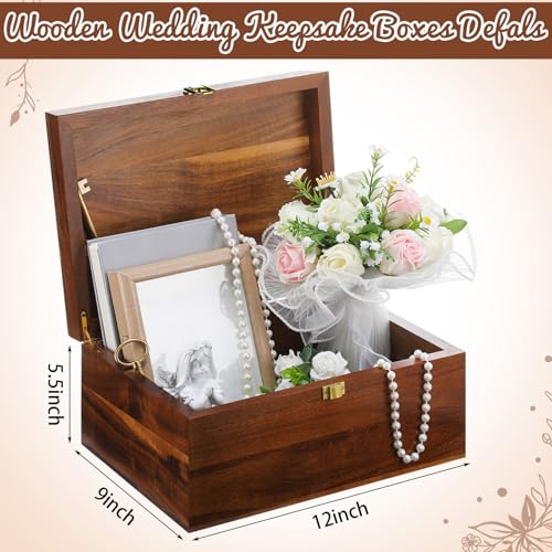 Threehoney Large Wooden Wedding Keepsake Box with Lid,Mr&mrs - style: Mr&Mrs