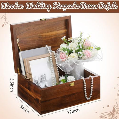 Threehoney Large Wooden Wedding Keepsake Box with Lid,Mr&mrs - style: Mr&Mrs