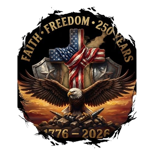 Faith Freedom Eagle Cross Patriotic Car Decal - color: Sticker Rocket Eagle