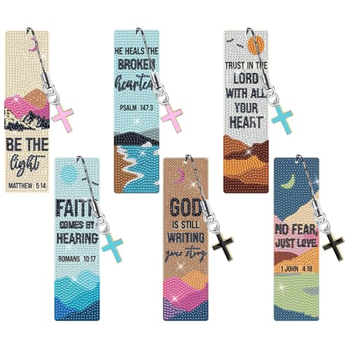 INSYOHO Christian Diamond Art Bookmarks Kit - DIY Diamond Painting Bookmarks with Bible Verses, Religious Bookmark for Adults for Bible Journaling, Prayer & Worship Accessories - color: Multicolor