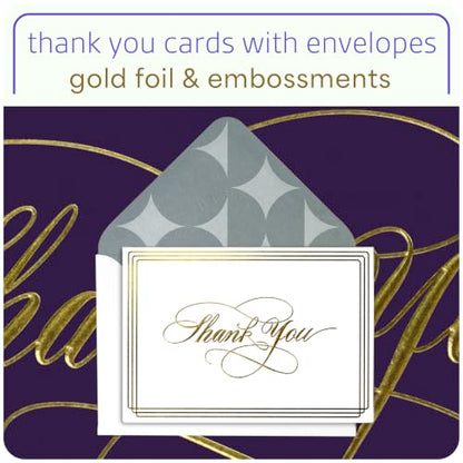 ukee's Elegant Thank You Cards, Gold Foil, 100 Cards with Envelopes