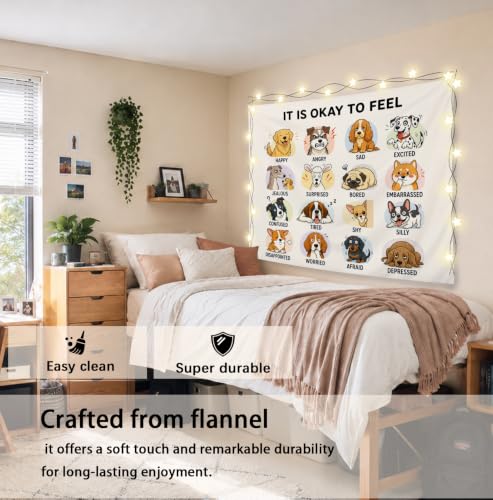 Elpwk Dog Feelings Emotions Mental Health Tapestry Wall Decor 50x60 Inch - color: Dog's emotions