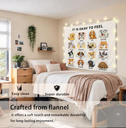Elpwk Dog Feelings Emotions Mental Health Tapestry Wall Decor 50x60 Inch - color: Dog's emotions