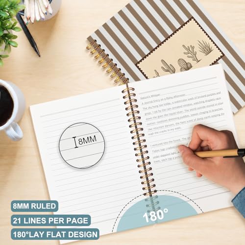 Western Cactus Spiral Notebook 5.5x8.3 - color: White Western Cactus Striped