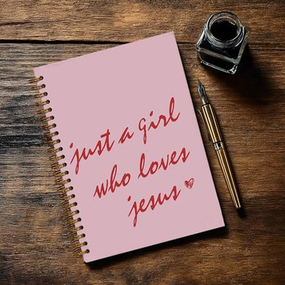 Christian Notebook Journal - Just a Girl Who Loves Jesus Christian Gifts for Women, Inspirational Bible Journal Notebooks for Note Taking, Bible Study, Prayer & Church Notes, A5 Spiral Notebook (Just a Girl-PINK) - color: Just a Girl-PINK
