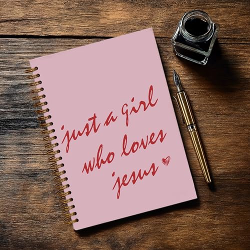 Christian Notebook Journal - Just a Girl Who Loves Jesus Christian Gifts for Women, Inspirational Bible Journal Notebooks for Note Taking, Bible Study, Prayer & Church Notes, A5 Spiral Notebook (Just a Girl-PINK) - color: Just a Girl-PINK