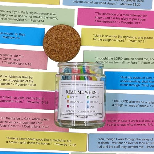Bible Verse Jar Christian Gift For Women, Mom, Best Friend Stocking Stuffers Perfect For Christmas, Birthday,Retirement Religious Keepsake For Self Care, Anxiety, Depression Read Me When Scripture