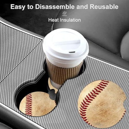 2 Pack Baseball Car Cup Holder Coasters Universal Neoprene Coasters - color: Baseball