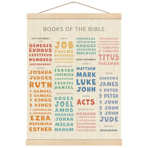 Boat Wades Books Of The Bible Poster Hanging Art,Christian Homeschool Art,Bible Books Poster Hanger Frame,Scripture Class Decor for Learning,Christian Educational Wall Art Decor for Church Preschool,12x16 - size: 16"L x 12"W