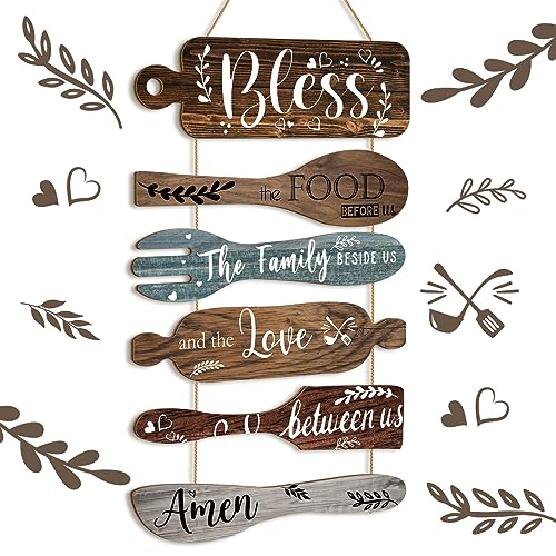 Geetery 6 Pcs Bless The Food Before Us Sign Kitchen Decor Wall, Multicolor - color: Multicolored, style: Bless