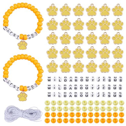 DICOSMETIC DIY Letter Bead Bracelets Making Kits Wild About Jesus Bead Bracelets Including 400Pcs Plastic Beads 420Pcs Acrylic Letter Beads 30Pcs Alloy Paw Print Charm and White Elastic Cord for Adult