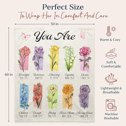 WRAPIX Christian Gifts for Women Faith - Soft Fleece Throw Blanket 50x60 in - color: White - Chosen Seed, size: 50x60 inches