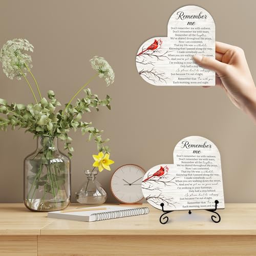 Sympathy Gifts for Loss of Loved One, Bereavement Memorial Funeral Grief Gift for Women, Wooden Heart Keepsake Remembrance of Mom Dad Family Member - E01 - color: Red Remember Me Cardinal