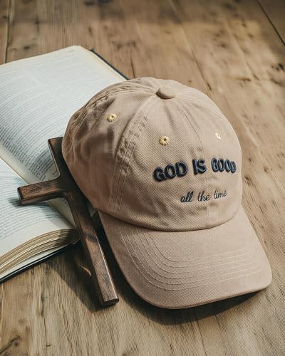 Christian Jesus Hats for Men, Adjustable Denim Cotton Faith Blessed Baseball Cap for Women - color: Khaki-god is Good