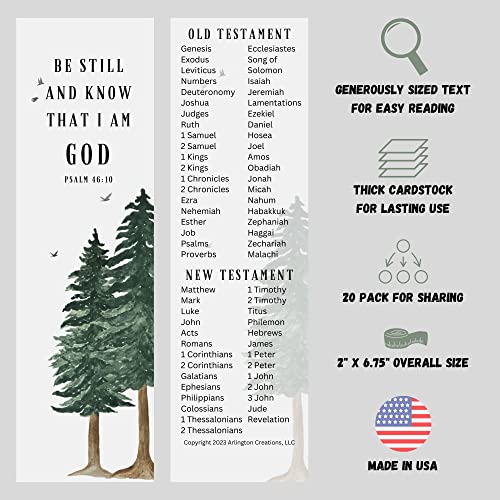 Books of The Bible Christian Bookmark - 20 Pack - Large Print - Made in USA