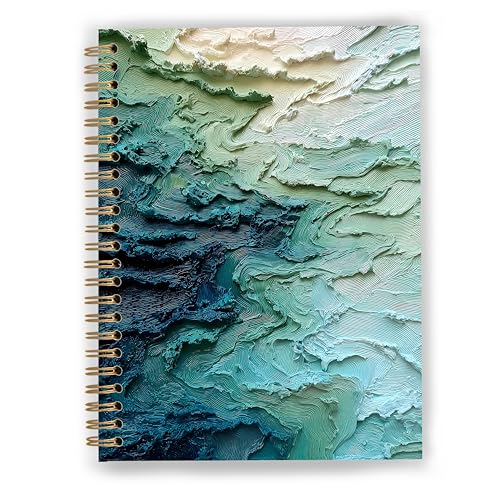 GDJIEGBC Teal Abstract Textured Ocean Wave Notebook 5.5x8.3in - color: Color E