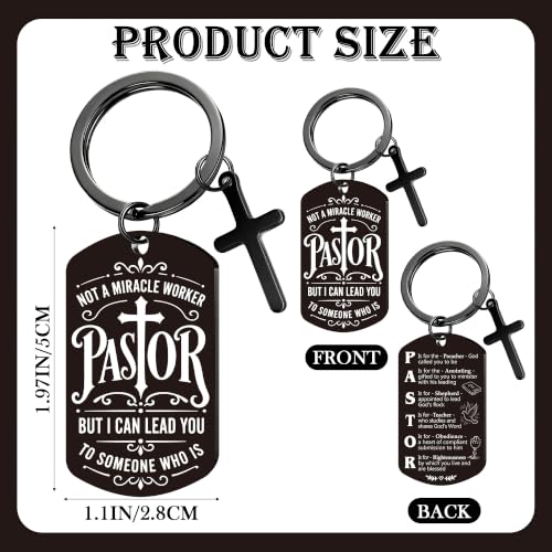 Keychain for Men Boys, Dog Tag Style Key Chain, Black Key Rings Birthday Christmas Veteran Day Gifts - style: Pastor