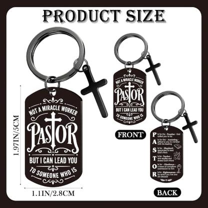 Keychain for Men Boys, Dog Tag Style Key Chain, Black Key Rings Birthday Christmas Veteran Day Gifts - style: Pastor