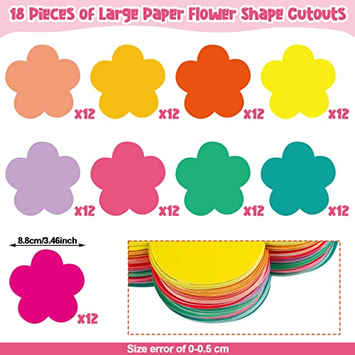 Geyee 108 Pcs Flower Cutouts Paper Bulletin Board Decor 3.5 in Die Cut - size: 3.5 Inches, style: Flower