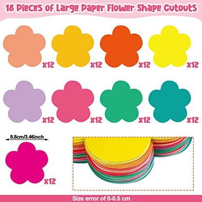Geyee 108 Pcs Flower Cutouts Paper Bulletin Board Decor 3.5 in Die Cut - size: 3.5 Inches, style: Flower