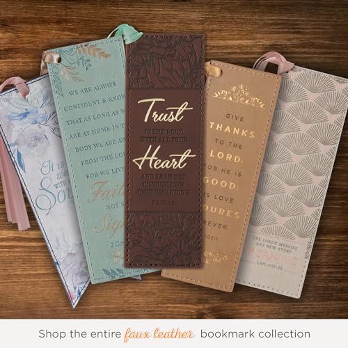 Christian Art Gifts Premium Faux Leather Floral Bookmark: Trust in The Lord - color: Brown - Trust Lord