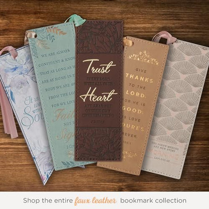 Christian Art Gifts Premium Faux Leather Floral Bookmark: Trust in The Lord - color: Brown - Trust Lord