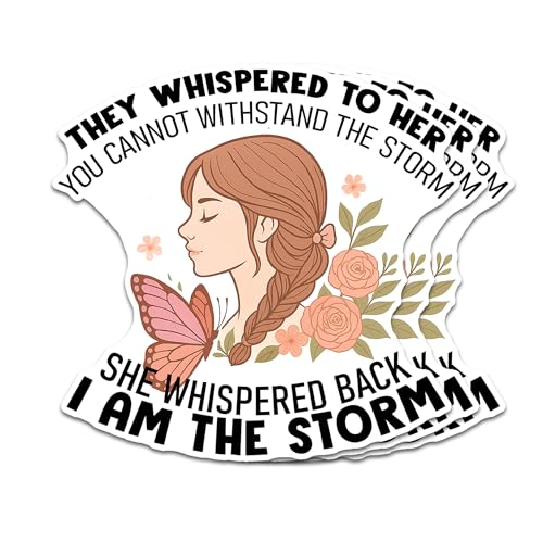 They Whispered to Her You Cannot Withstand The Storm Sticker 3Pcs Decals Vinyl Waterproof - Journaling Christian Jesus Sticker for Water Bottles, Phone Laptop - color: Holo Storm