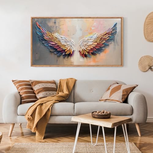 Aurlan Angel Wings Framed Canvas Wall Art 40x20 Inch - color: Angle Wings, size: 40"L x 20"W