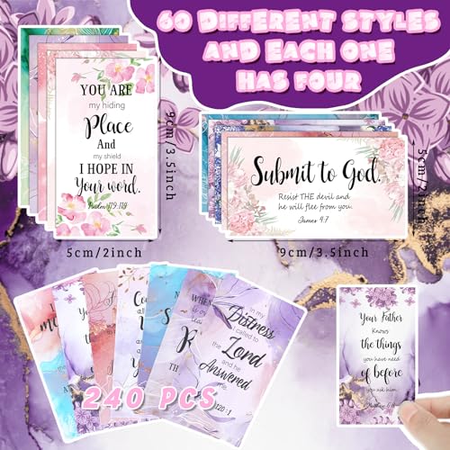 Estune 240 Pcs Bible Verse Cards bulk with Full Scripture, Bright Style - style: Bright Style