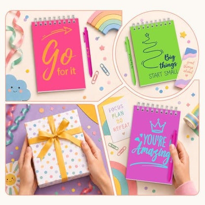 Sprial Notebooks with Pens Bulk, 48 Pack, 5.5 x 4.7 Inch, Bright - color: Bright Motivational Collection