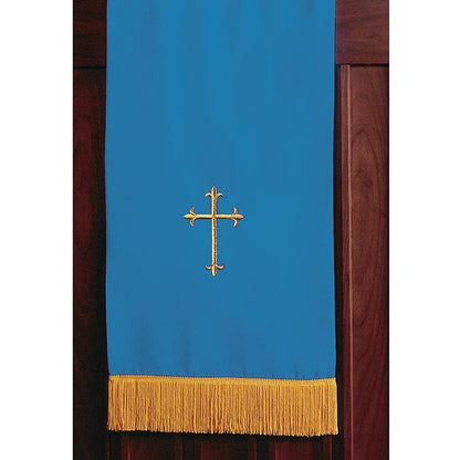 Murphy Robes Pulpit Scarves - Reversible Lectern Banner Embroidered with Gold Latin Cross Sanctuary Pulpit Scarf, 17 x 36-Inch, Blue/White - color: Blue/White