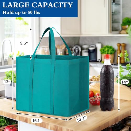 Reusable Grocery Shopping Bags 10 Pack Large Foldable Tote Bags Bulk - color: Black Dark Grey Purple Green Dark Purple