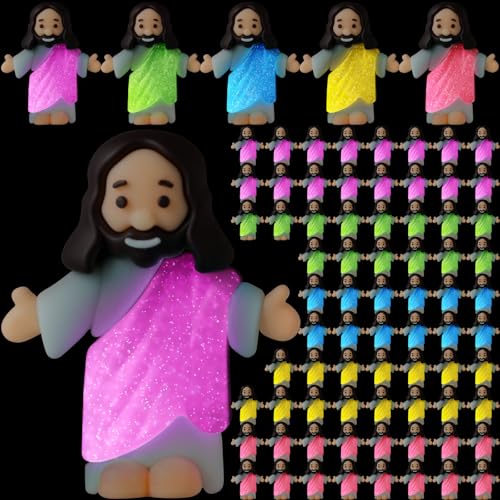 Barydat 25 Pcs Little Jesus Figures Glow in The Dark,Robe Style,5 Color - color: 5 Color, size: Robe Style