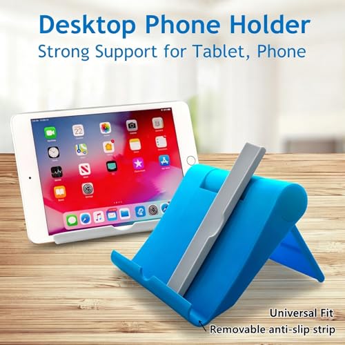 Cell Phone Stand 2 Pack, Desktop Holder for Phones & Tablets (2, Black+Blue) - color: Black+Blue