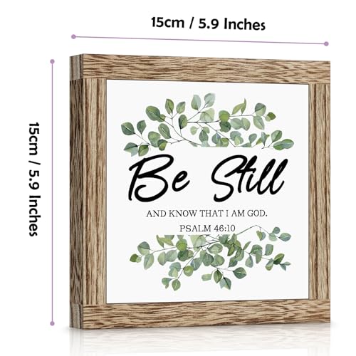 Christian Desk Decor Wooden Sign Inspirational Bible Verse Decor Rustic Farmhouse Religious Wood Sign for Home Living Room Bedroom Bathroom Office Desk Tabletop Shelf Decoration - color: Be Still