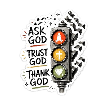 [3PCS] Trust in God Sticker, Ask Trust Thank Prayer Traffic Light Design - color: Trust in God Sticker