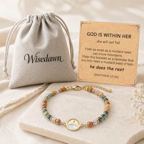 Gold Mustard Seed Bracelet for Teen Girls and Women, Faith Can Move Mountains Christian Jewelry, Inspirational Religious Gift for Her - color: God is within her