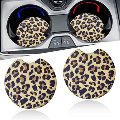 Leopard Print Car Cup Holder Coasters, 2.77'' Drink Cup Mat, No.3 - size: No.3