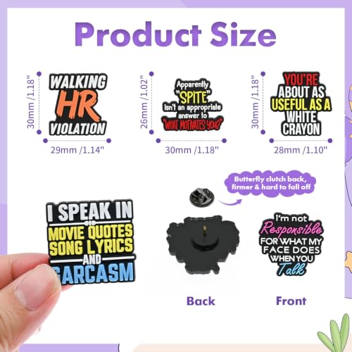 Cute Pins Bulk, Funny Lapel Badge Pins Rubber Brooch Pins for Backpacks, Hats, Bags - style: Word-25PCS