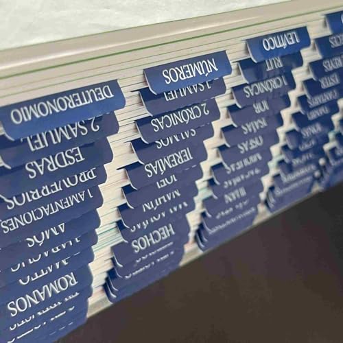 Spanish Laminated Bible Tabs, pestañas para biblia en español, Reposition Large Print Stickers, Easy to Read and Apply Bible Tabs for Women and Man (Spanish Blue) - color: Spanish Blue