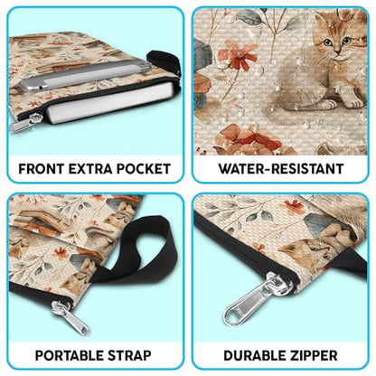 Cat Pattern Book Sleeve Bag Gift for Lovers & Librarians. Padded Book Cover Bag with Zipper & Front Pocket for Paperbacks. Washable Fabric, 11 x 8.5 Inch - color: 1. Cat Pattern