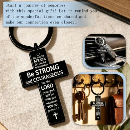 Cross Keychain for Men Women Jesus Keychain Christian Key chain Bible Verse Accessories Scripture Religious - color: Black