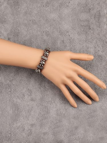 Jeilwiy Punk Rock Gothic Black Rivet Leather Spiked Necklace Collar Neckband Leather Choker Necklace for Women Mom Gifts Adjustable - color: HGB153-Brown