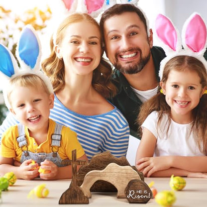 Easter Tiered Tray Decor Jesus Empty Tomb Kit Wooden Religious Signs - color: 4p