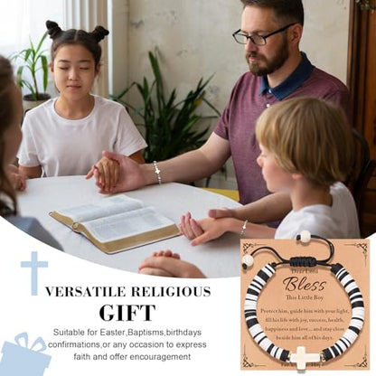Cute Cross Bracelet Teen Girl Gifts Trendy Stuff Christian Gifts for Kids/Girls/Boys/Teens/Women Jewelry Colorful Jesus Bracelets Christmas Religious Communion Baptism Confirmation Gifts - color: 1-Bless Boy D