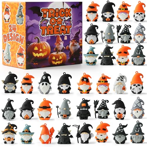Mini Gnome Figures 36 Pcs - Halloween Party Favors, 1.6" Gnome Mini Figurines in Bulk for Dollhouse Decor, Keychains, Trick or Treat Gift for Kids, Girls, Boys, Adults - color: Gnome Black