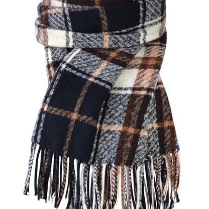 Clothirily Womens Winter Scarf, Oversized Long Blanket Plaid Shawl Wrap - color: Khaki & Black Plaid