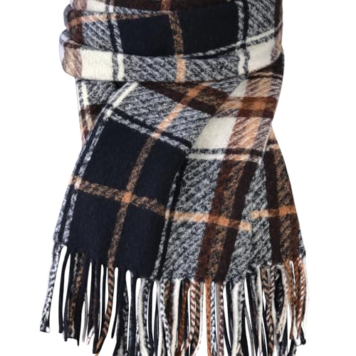 Clothirily Womens Winter Scarf, Oversized Long Blanket Plaid Shawl Wrap - color: Khaki & Black Plaid