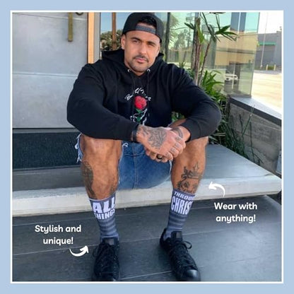 Bible Verse Socks for Men, Christian Scripture Crew Socks, Faith Gift - color: Philippians 4:13