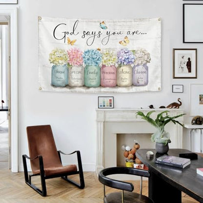 God Says You Are Tapestry 3x5 Feet Inspirational Bible Verses Wall Tapestry